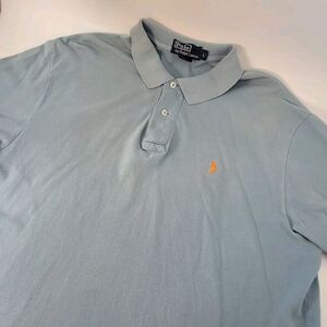 Polo Ralph Lauren Vintage Men's Large Blue‎ Polo Golf Activewear Shirt Pony Logo